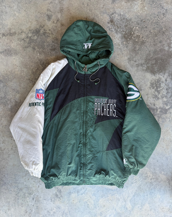 90s Green Bay Packers Logo Athletic Sharktooth Jacket (XL)