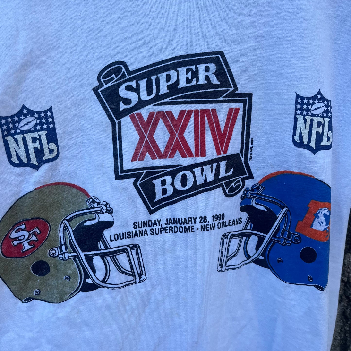 1990 Broncos Vs 49ers White T-shirt (S)