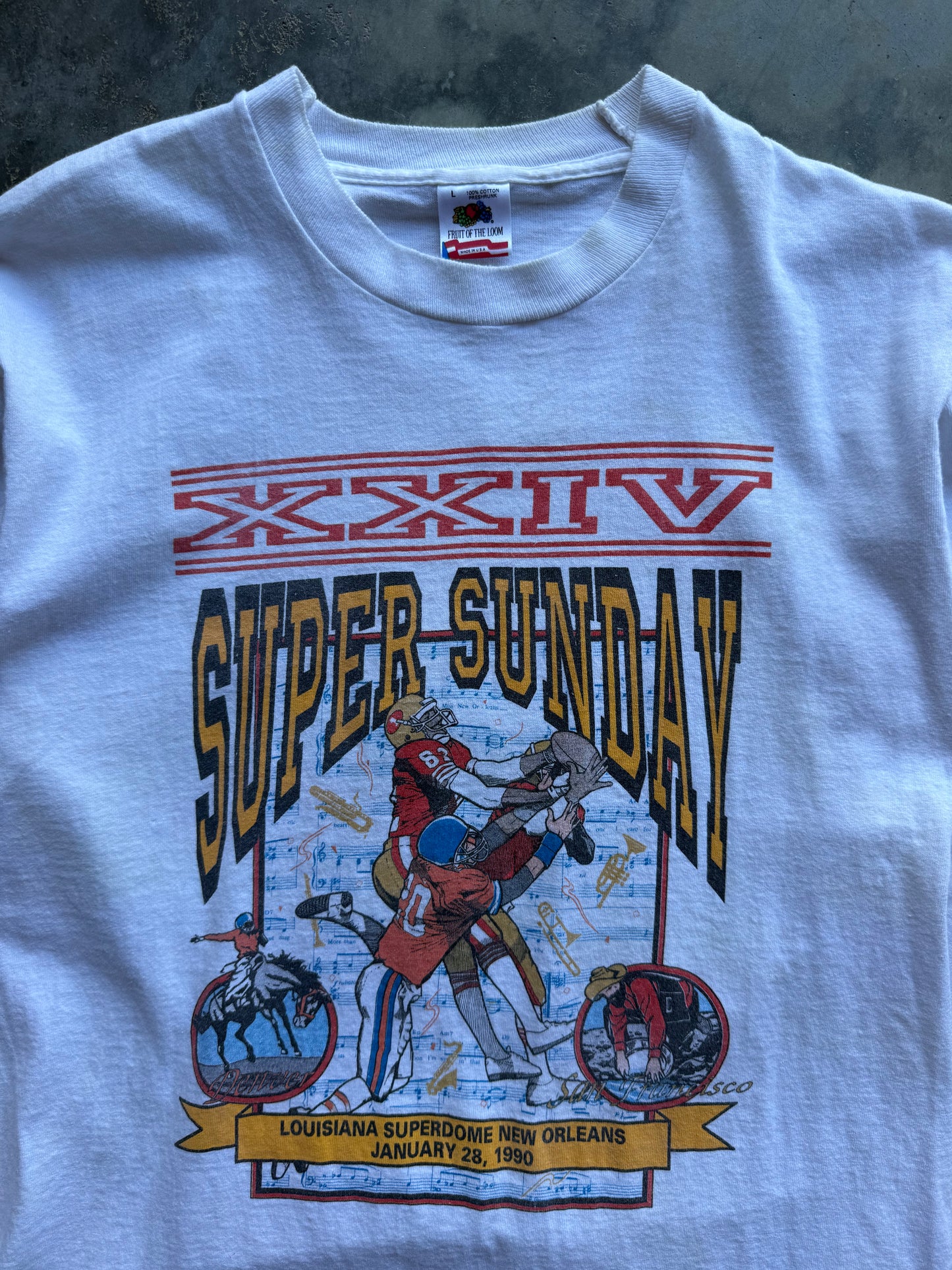 1990 San Francisco 49ers "How do you spell relief" Superbowl 24 T-shirt (L)