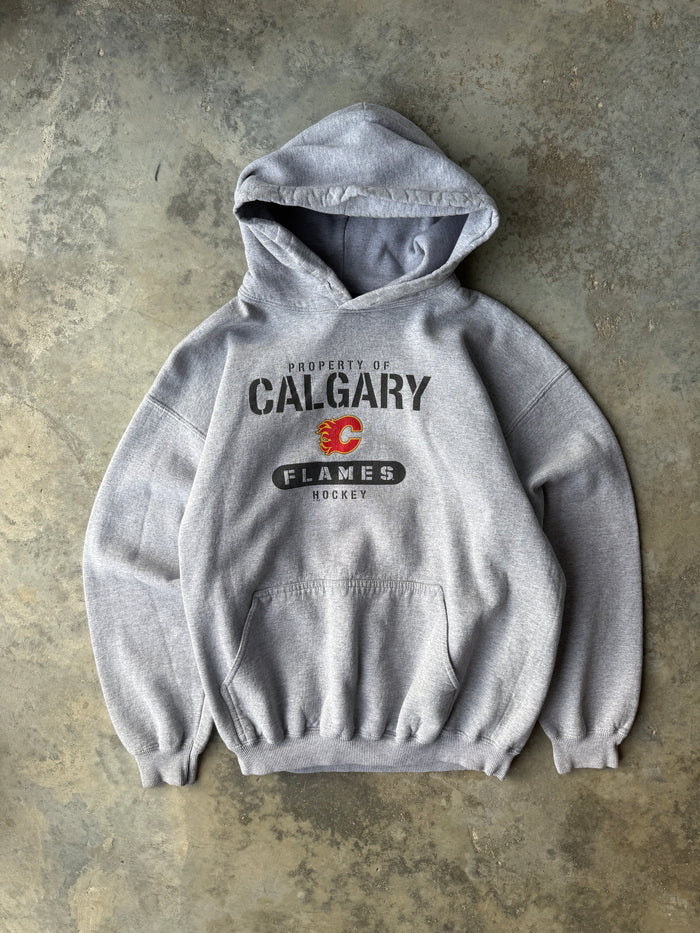 2000s Calgary Flames Grey Vintage NHL Hoodie (L)