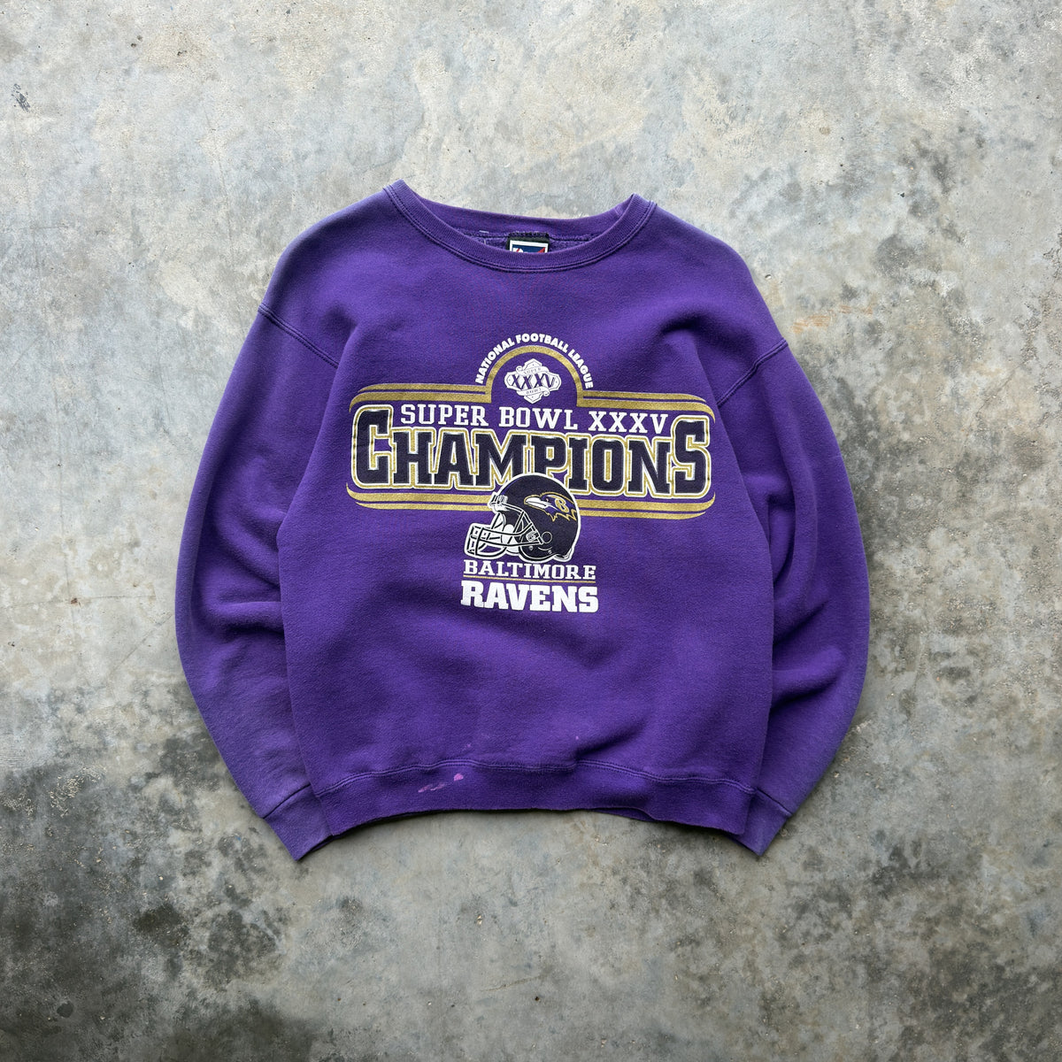 2001 Baltimore Ravens Super Bowl XXXV Champions Pro Player Crewneck (M)