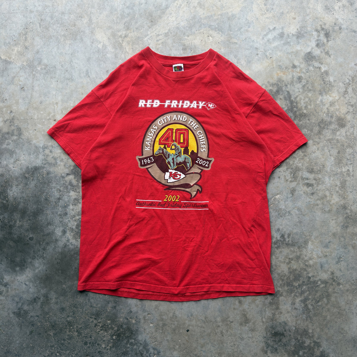 2002 Kansas City Chiefs Red Friday 40th Season T-Shirt (XXL)