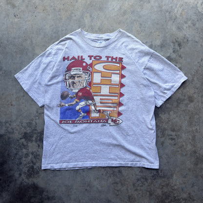 1993 Kansas City Chiefs Joe Montana Hail to the Chief Caricature T-Shirt (XL)
