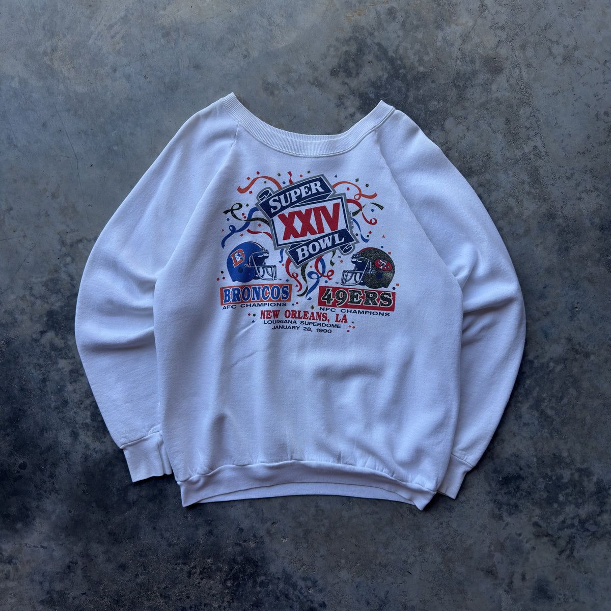 90's Denver Broncos vs San Francisco 49ers Super Bowl XXIV Crewneck (XL)