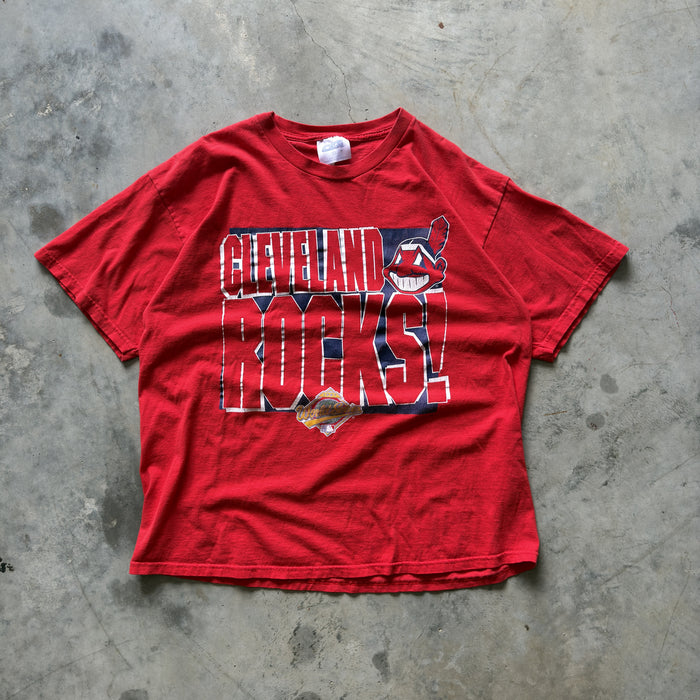 90's Cleveland Indians Cleveland Rocks World Series T-Shirt (XL)