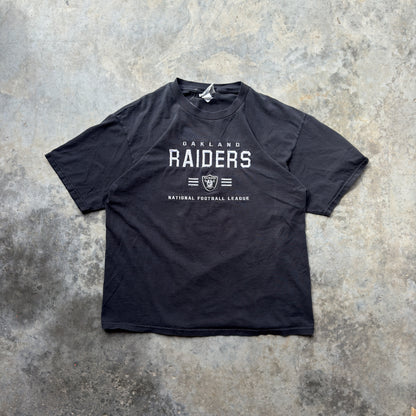 00s Oakland Raiders Embroidered Black T-Shirt (XL)