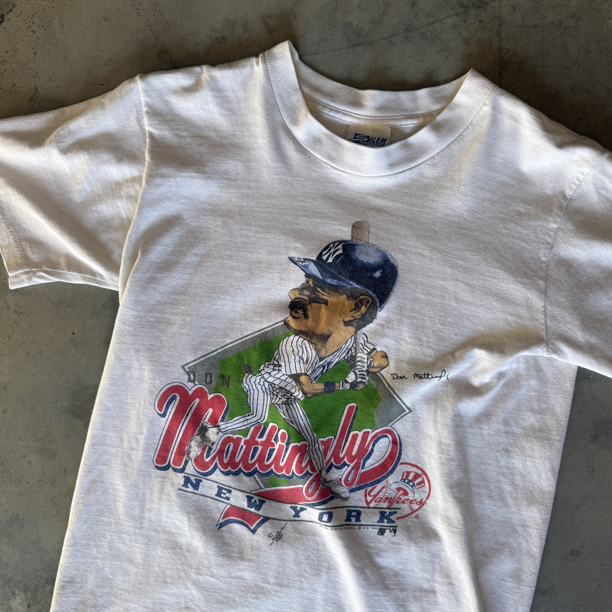 1988 New York Yankees Don Mattingly Caricature T-Shirt (S)