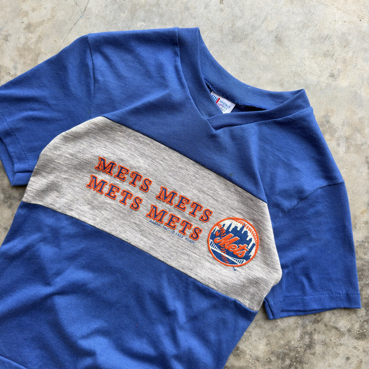 1988 New York Mets Garan V Neck T-Shirt (XXS)