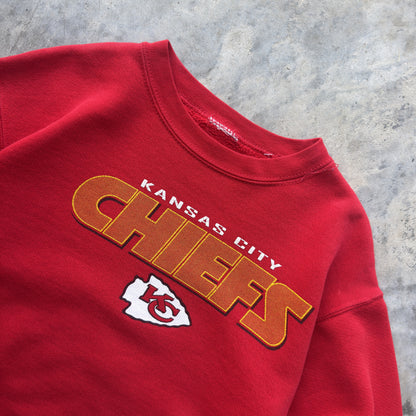 90s Kansas City Chiefs Embroidered Spellout Crewneck (M)