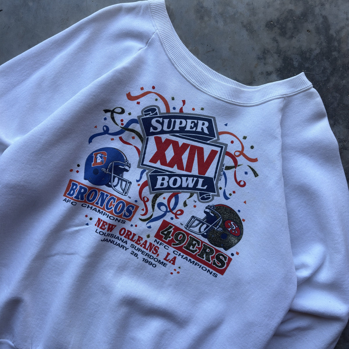 90's Denver Broncos vs San Francisco 49ers Super Bowl XXIV Crewneck (XL)