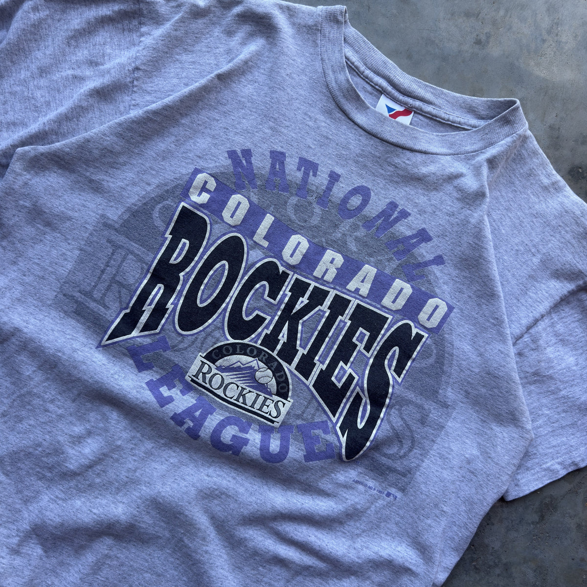 90's Colorado Rockies Artex Spellout T-Shirt (L)
