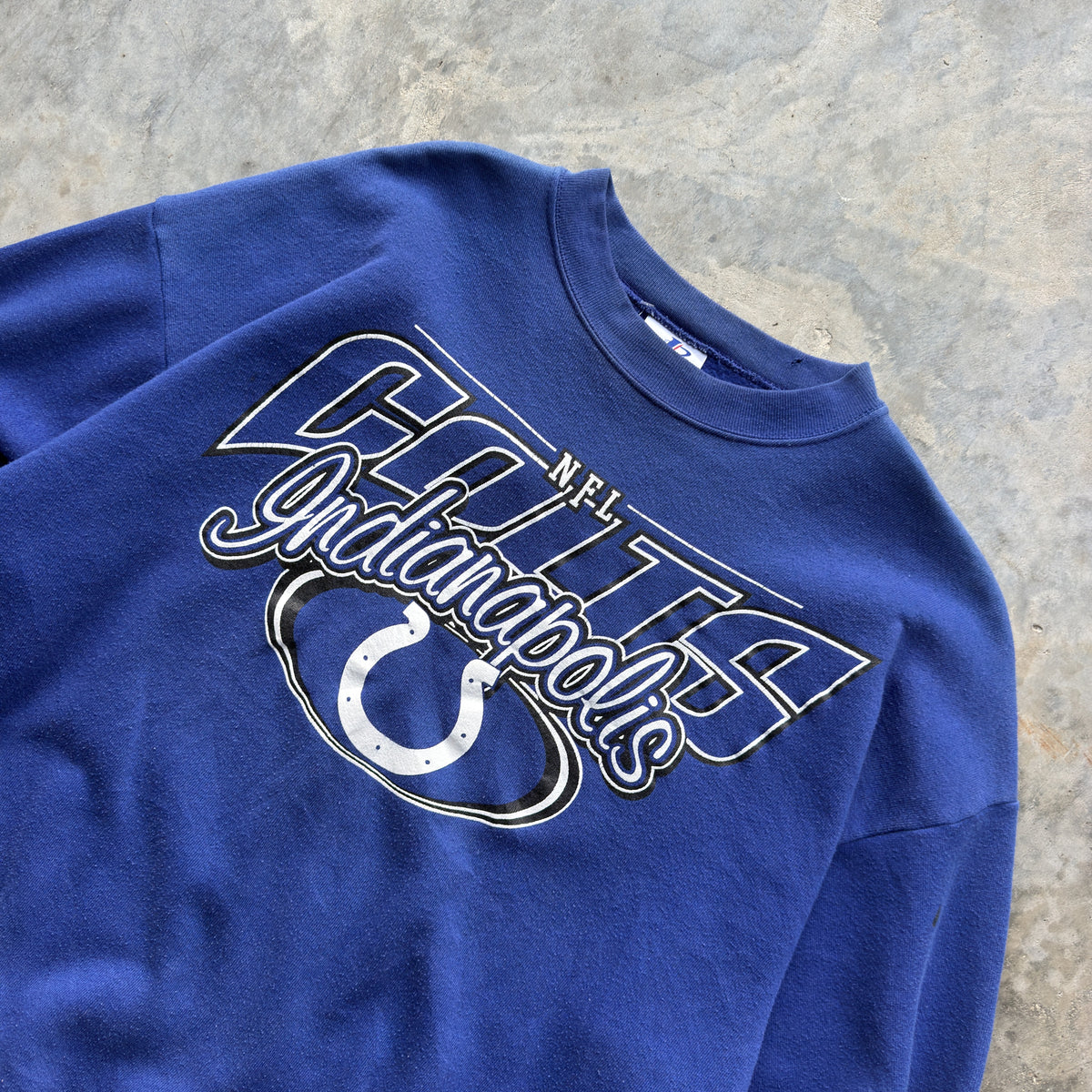 Indianapolis Colts Logo Athletic Spellout Crewneck (XL)