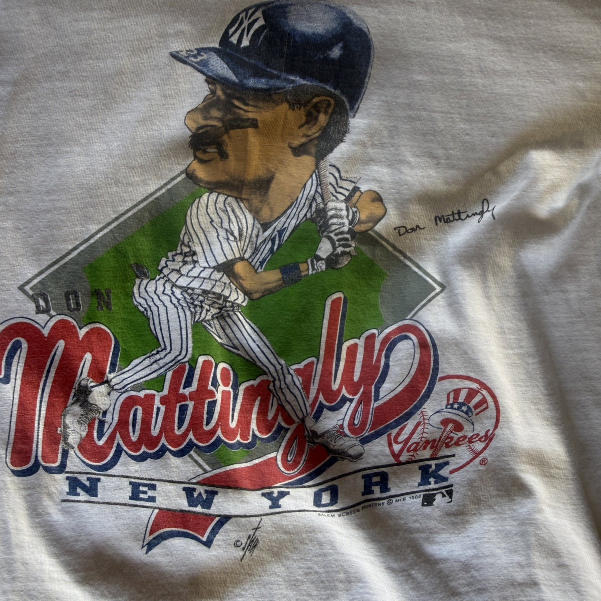 1988 New York Yankees Don Mattingly Caricature T-Shirt (S)