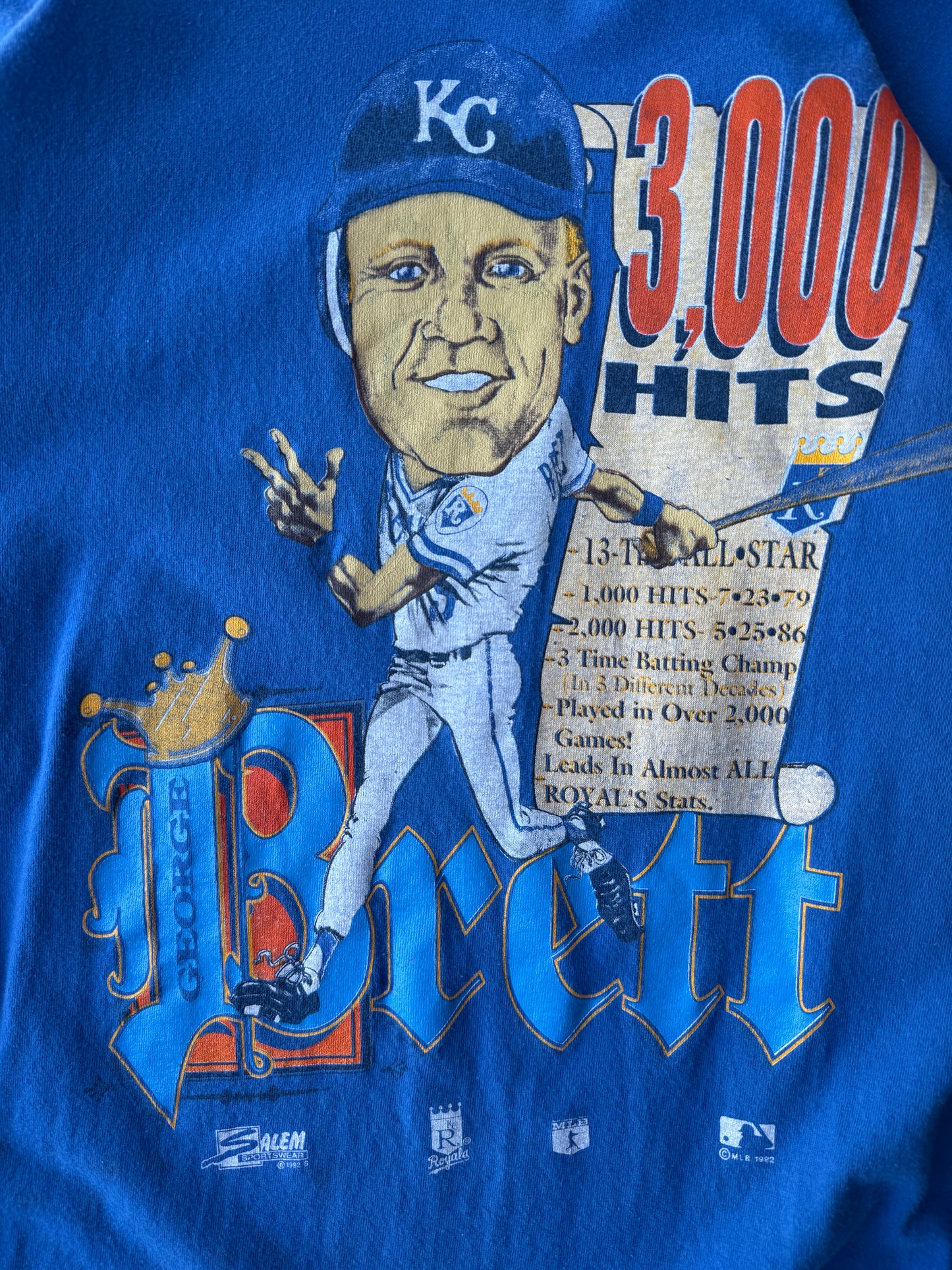 1992 George Brett KC Royals 3000 Hits T-Shirt (XL)