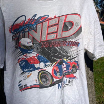 90's Jerzees Racing White Graphic T-shirt (L)