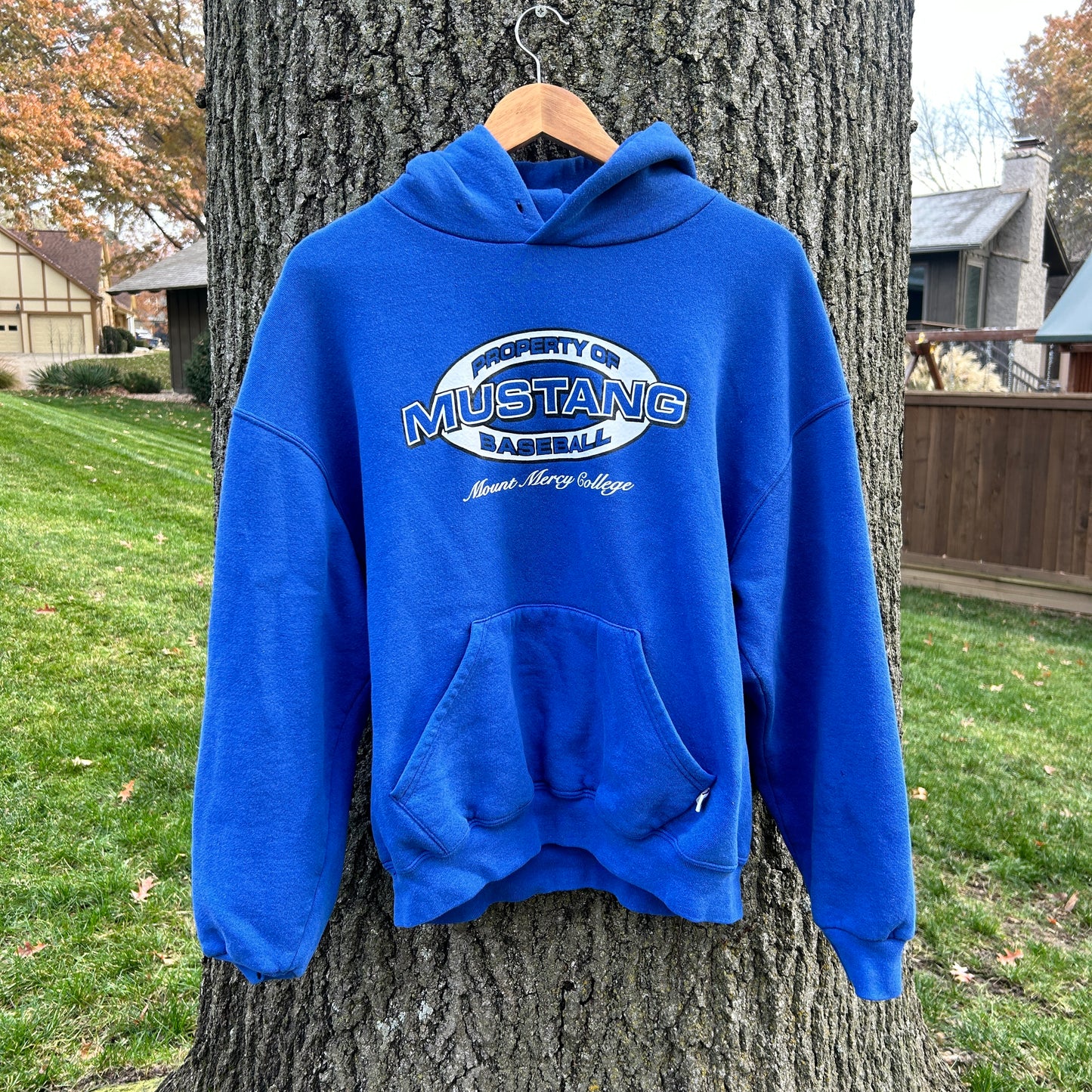 90's Blue Russell Mount Mercy College Hoodie (L)