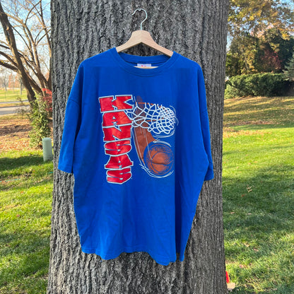 90's Kansas Jayhawks Basketball T-shirt (XXL)