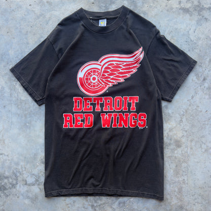 90s Detroit Red Wings Black NHL T-Shirt (L)