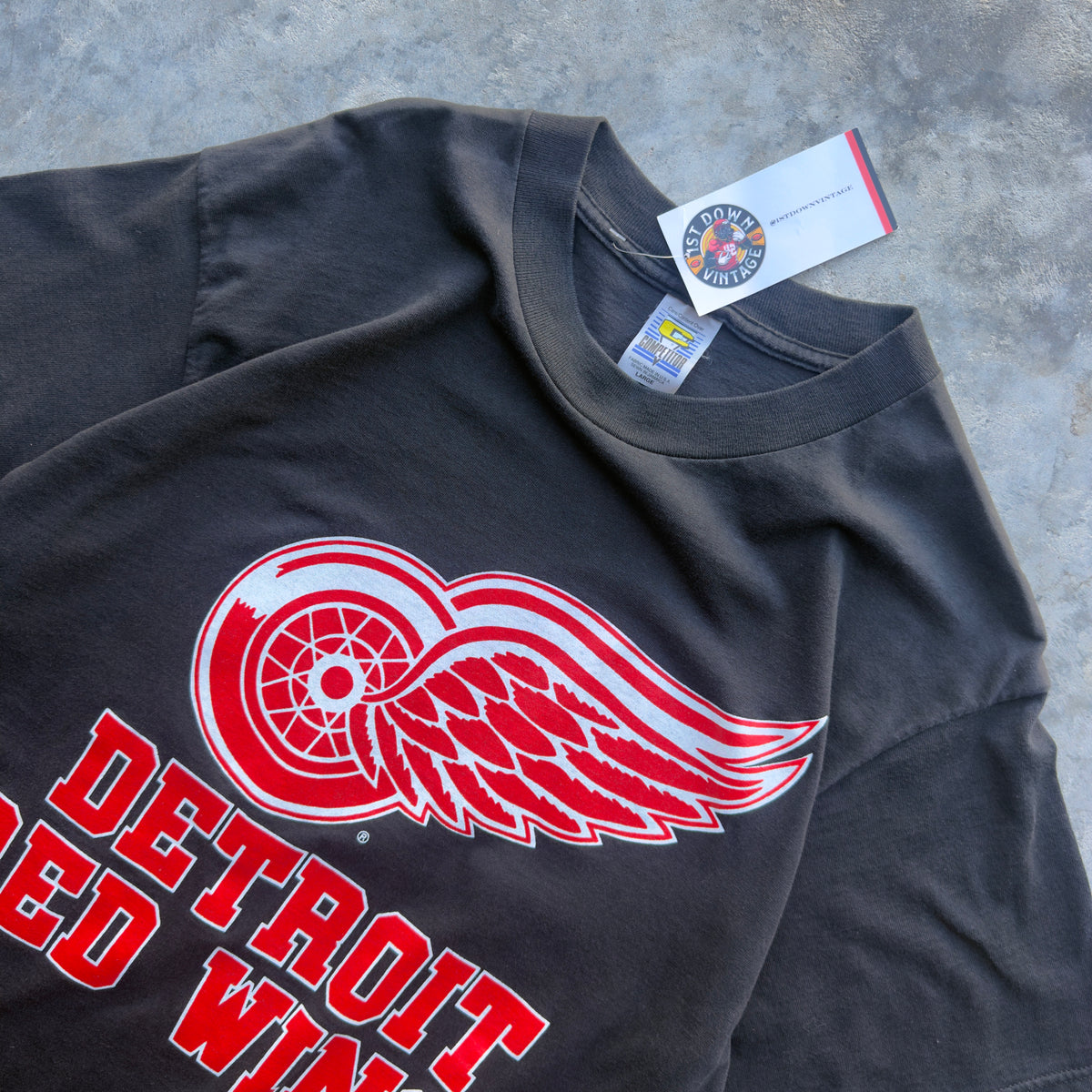90s Detroit Red Wings Black NHL T-Shirt (L)