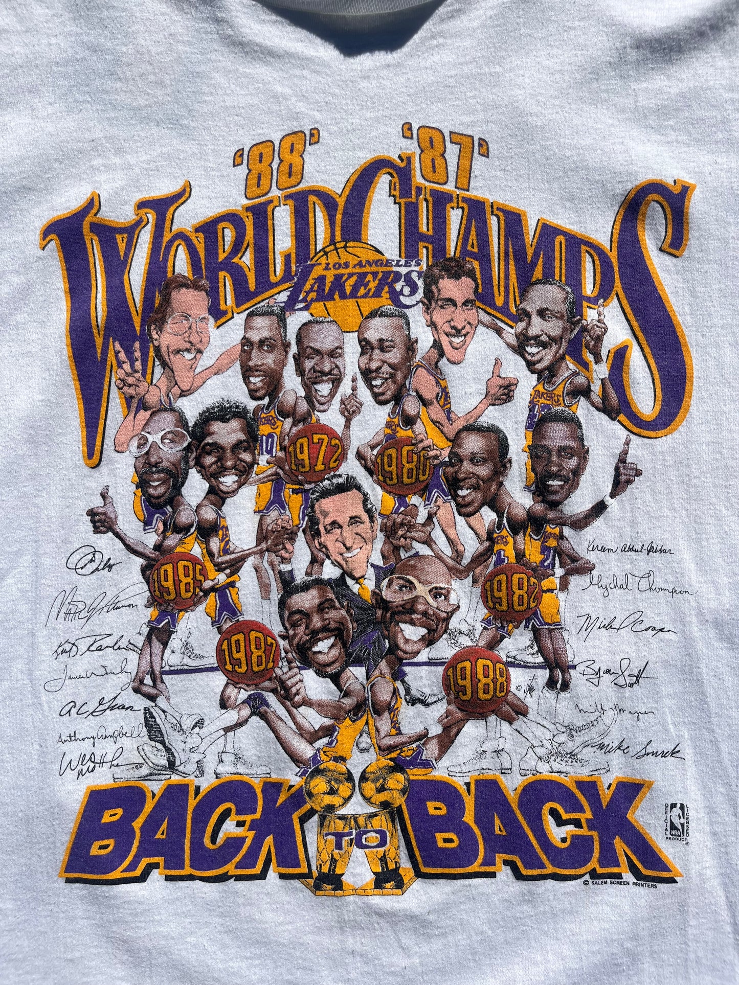 1987 Los Angeles Lakers Back 2 Back Caricature Shirt (XL)