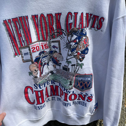 1991 New York Giants Nutmeg Superbowl Caricature Sweatshirt (M)