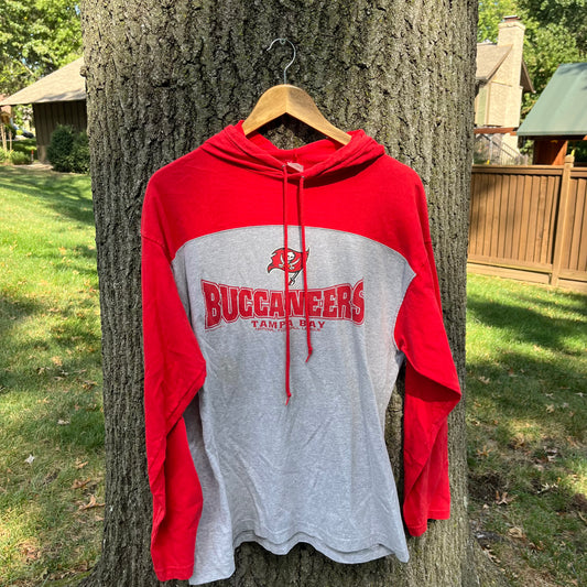 00's Tampa Bay Bucaneers Red and Grey Hoodie (L)