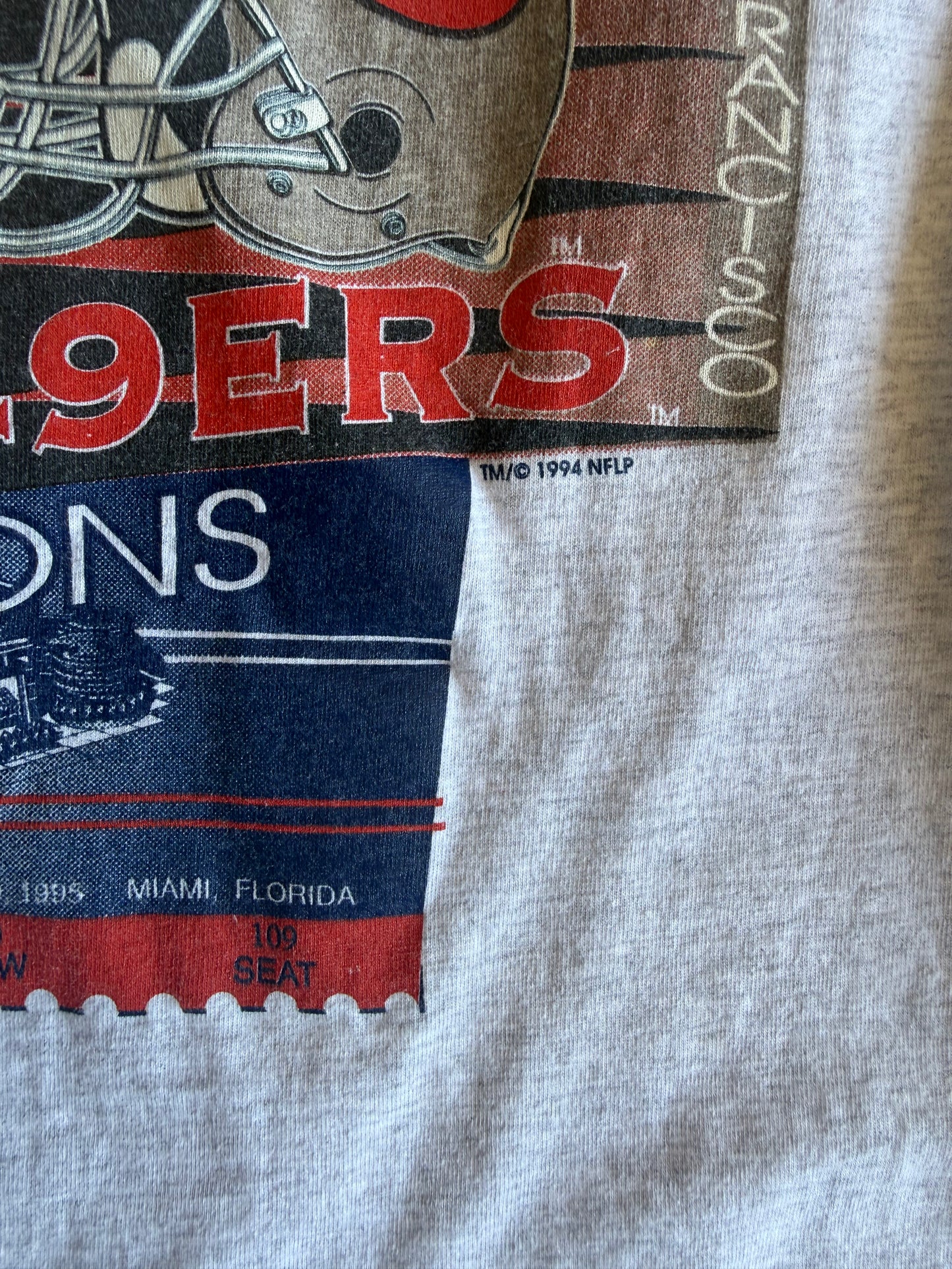 1995 Super Bowl XXIX Chargers vs. 49ers T-shirt (XL)