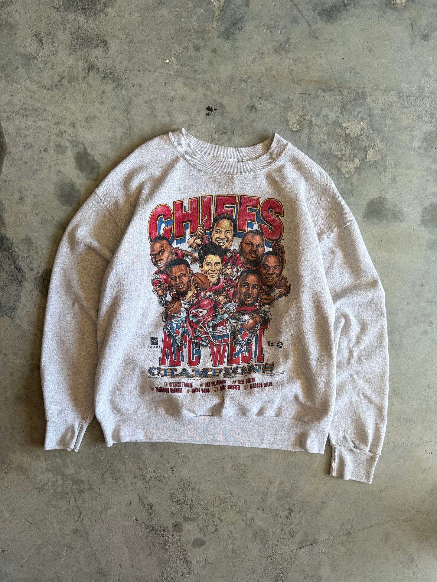 1995 Kansas City Chiefs AFC West Champions Caricature Sweatshirt (XL)
