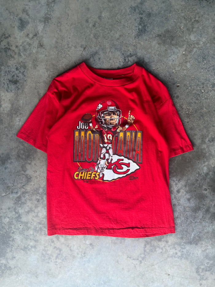1993 Joe Montana Kansas City Chiefs Caricature T-Shirt (M)