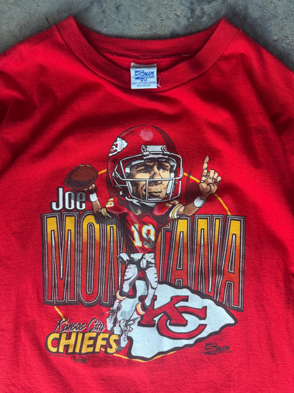 1993 Joe Montana Kansas City Chiefs Caricature T-Shirt (M)