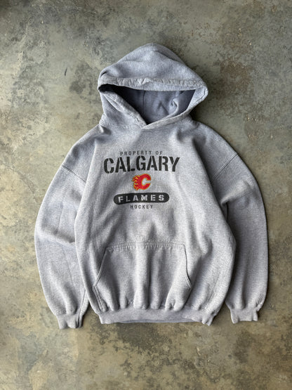 2000s Calgary Flames Grey Vintage NHL Hoodie (L)