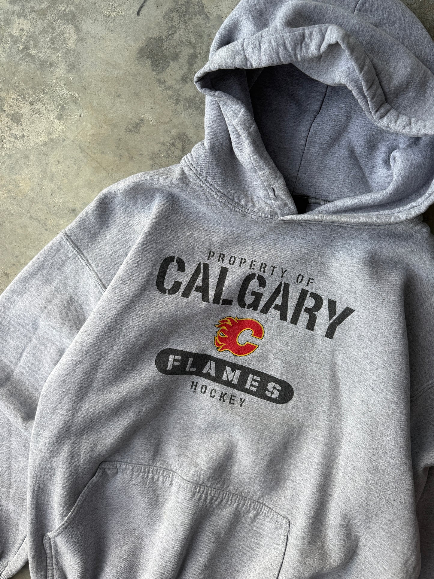 2000s Calgary Flames Grey Vintage NHL Hoodie (L)
