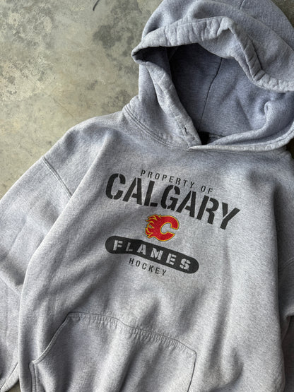 2000s Calgary Flames Grey Vintage NHL Hoodie (L)