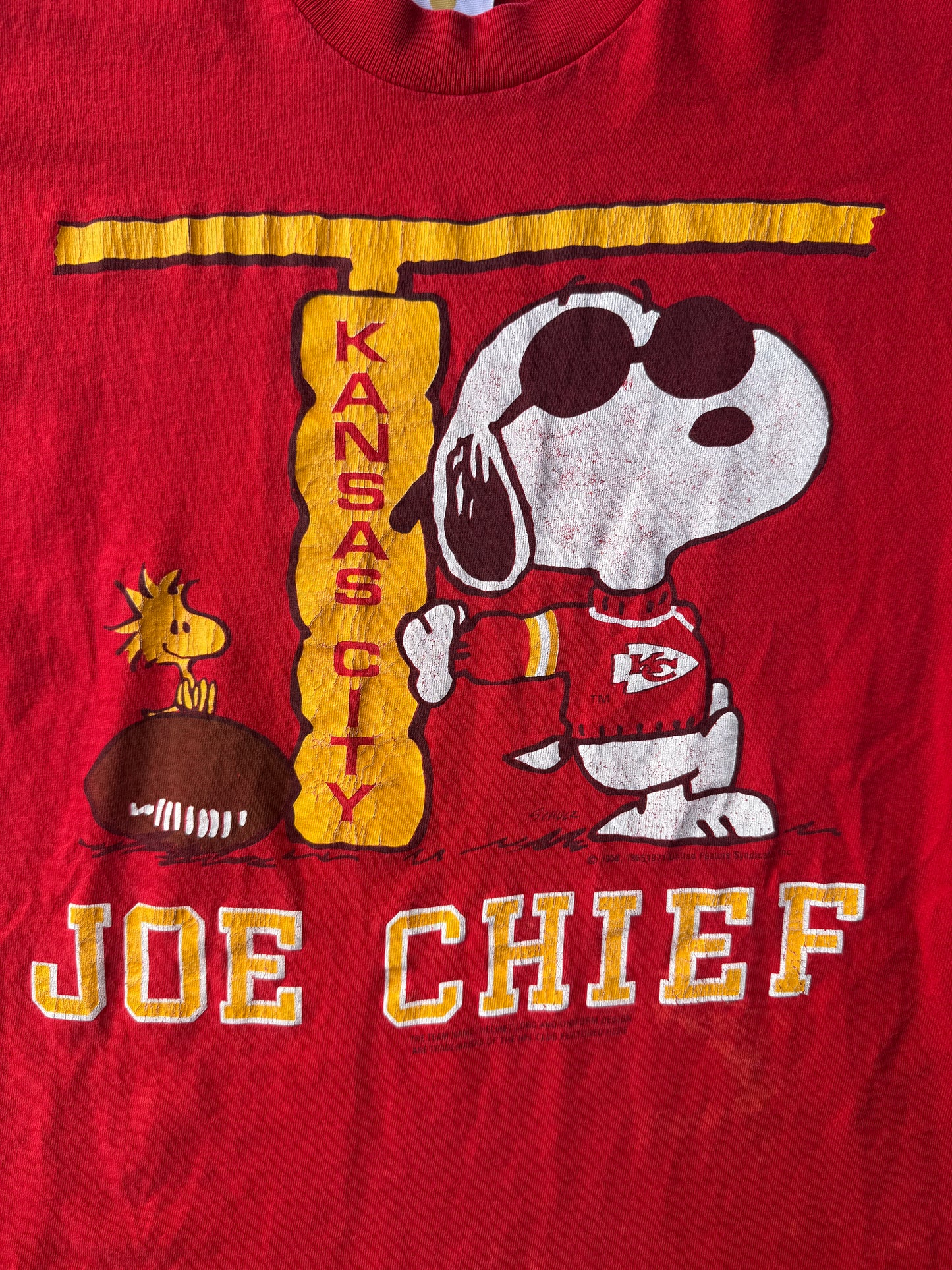 1988 Kansas City Chiefs Joe Chief Snoopy Cartoon T-Shirt (L)