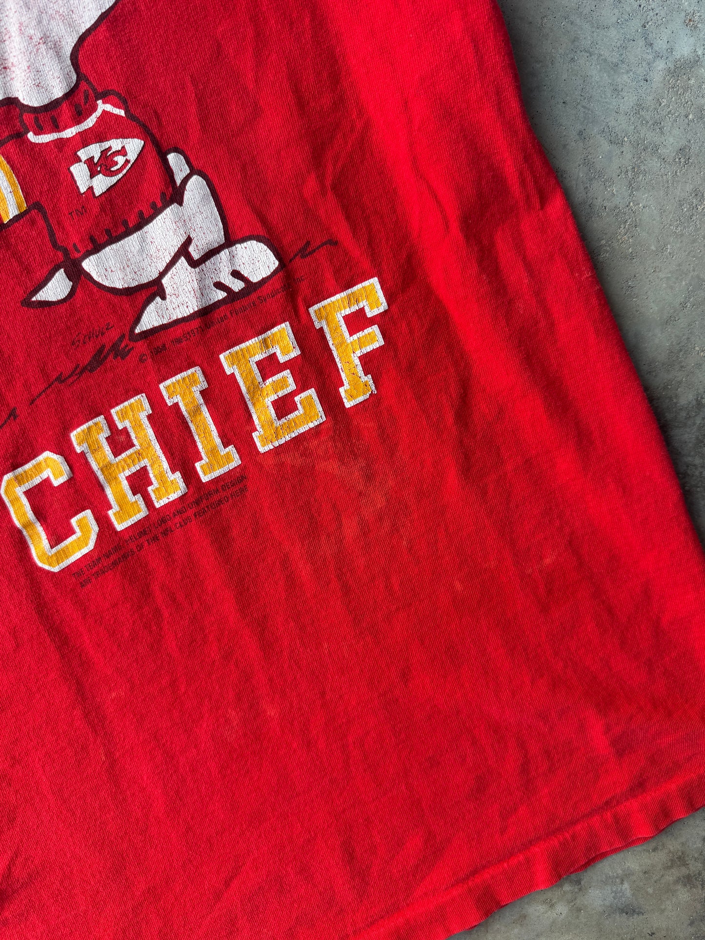 1988 Kansas City Chiefs Joe Chief Snoopy Cartoon T-Shirt (L)