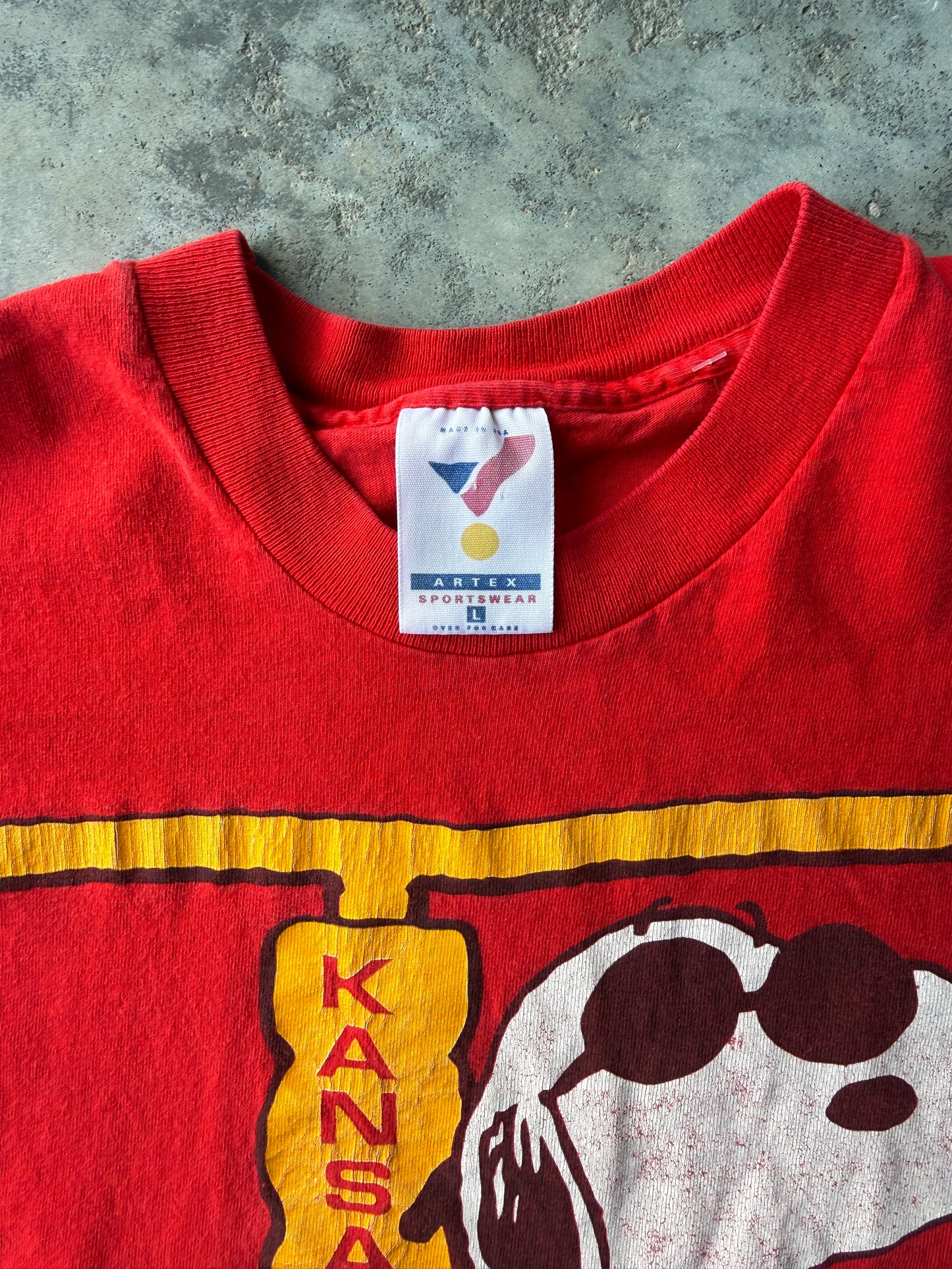 1988 Kansas City Chiefs Joe Chief Snoopy Cartoon T-Shirt (L)