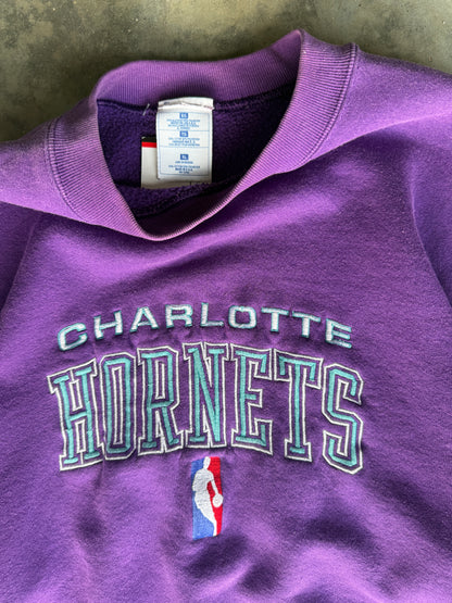 90s Charlotte Hornets Embroidered Purple Sweatshirt (XL)
